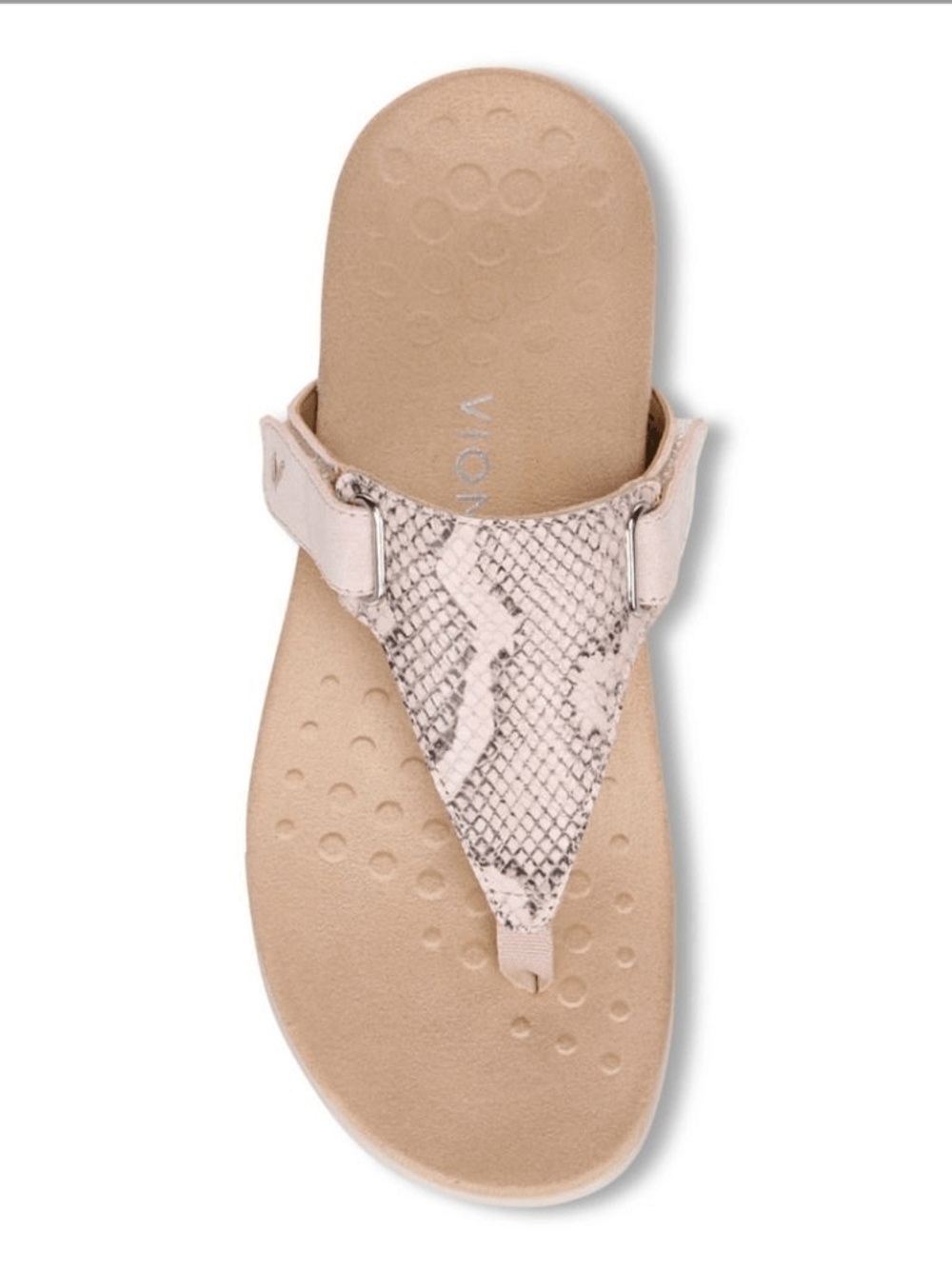 Vionic Women’s Sandal Wanda Thong in Light Beige Snake Print size 10